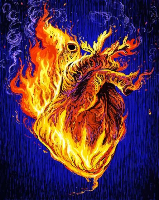 Burning Fire Heart Paint By Number