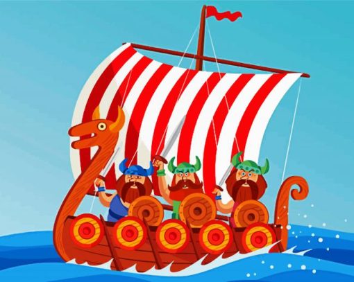 Cartoon Viking Ship Paint By Number