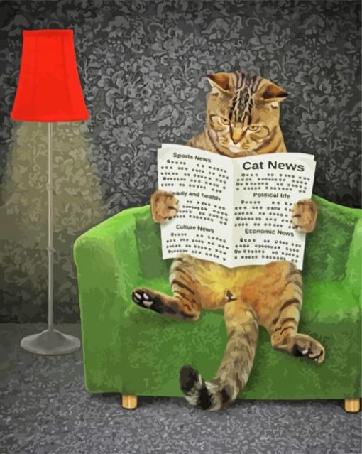 Cat Reading Newspaper Paint By Number