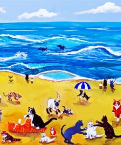 Cats On Beach Art Paint By Number