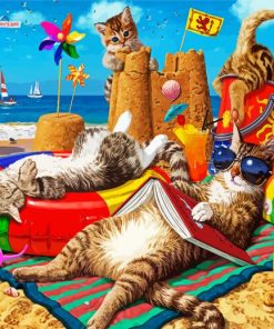 Cats On Beach Paint By Number