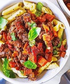 Chicken Livers With Tomatoes And Pasta Paint By Number