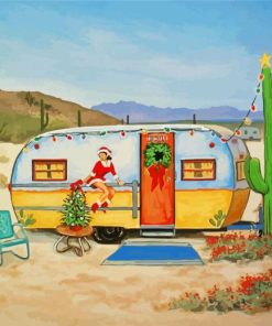 Christmas Travel Trailer In Desert Paint By Number