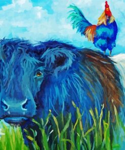 Cow And Rooster Animals Art Paint By Number