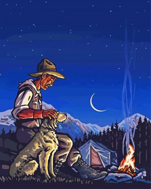 Cowboy Camping At Night Paint By Number