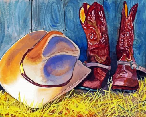Cowboy Boots And Hat Paint By Number