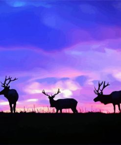 Deers Animals At Sunset Paint By Number