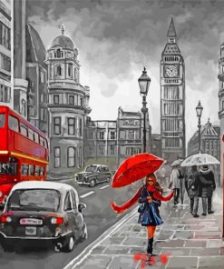 London Black And Red Art Paint By Number