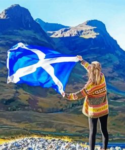 Girl With Scotland Flag Paint By Number