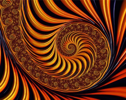 Golden Fractal Spiral Paint By Number