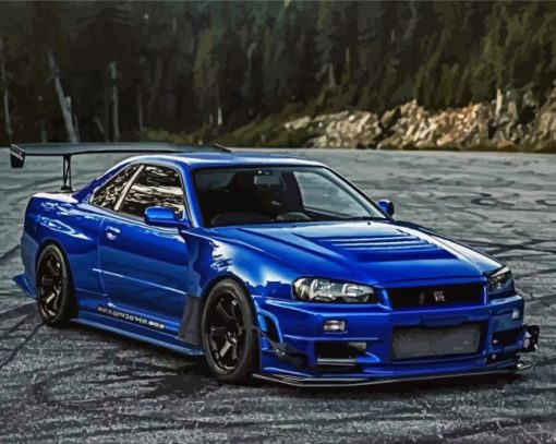 Blue Nissan Skyline Paint By Number