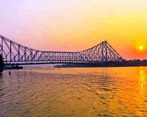 Howrah Bridge India At Sunset Paint By Number