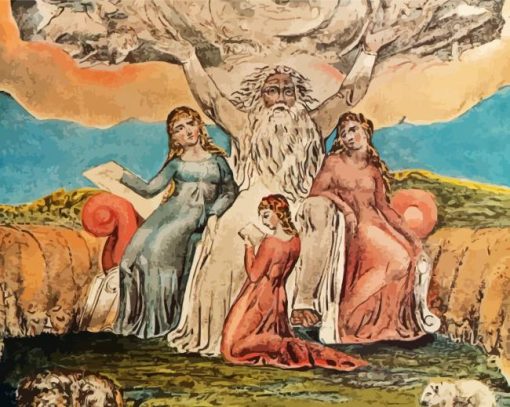 Job And His Daughters By William Blake Paint By Number