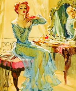 Lady At Dressing Table Paint By Number