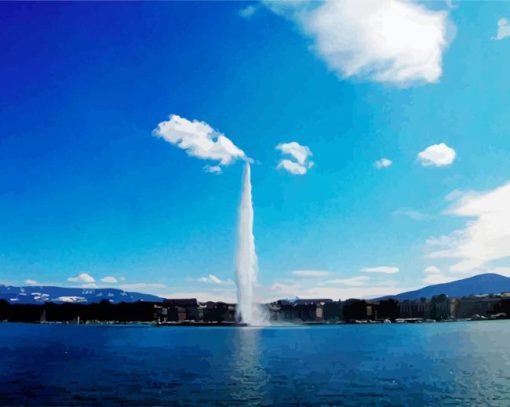 Aesthetic Lake Geneva Water Fountain Paint By Number