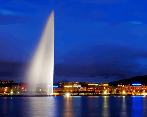 Lake Geneva Water Fountain Paint By Number