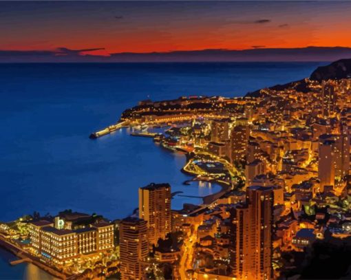 Aesthetic Monaco At Night Paint By Number