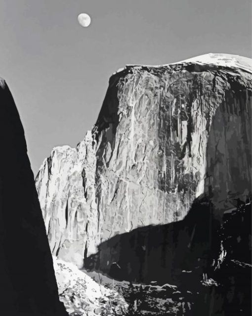 Moon Over Half Dome Ansel Adams Paint By Number