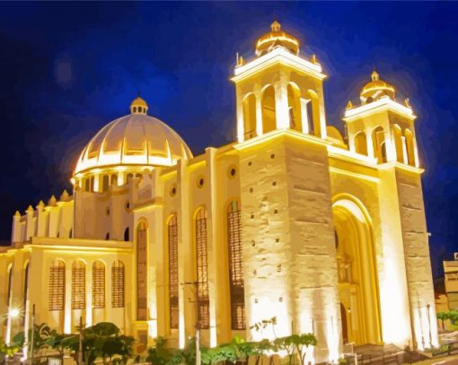 Morazán Plaza San Salvador At Night Paint By Number