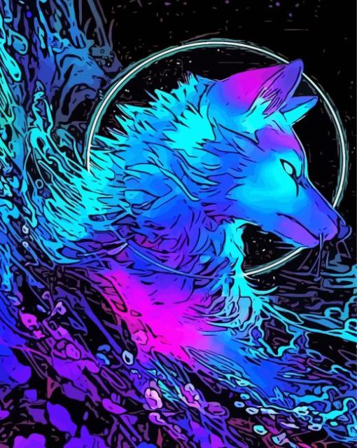 Neon Wolf Art Paint By Number