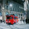 Snowy Night Red Trolley - Paint By NumbersSnowy Night Red Trolley Paint By Number