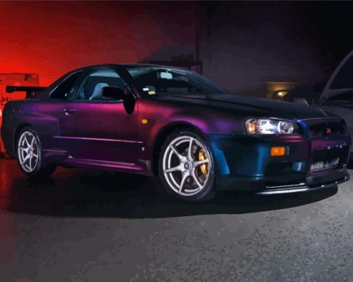 Purple Nissan Skyline Paint By Number