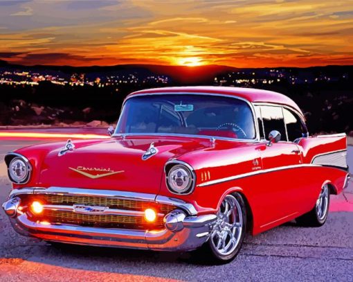 Red 57 Chevy Car Paint By Number