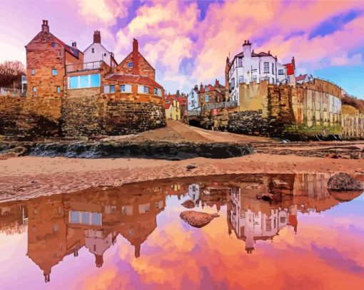 Robin Hoods Bay At Sunset Paint By Number