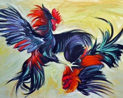 Rooster Fighting Paint By Number