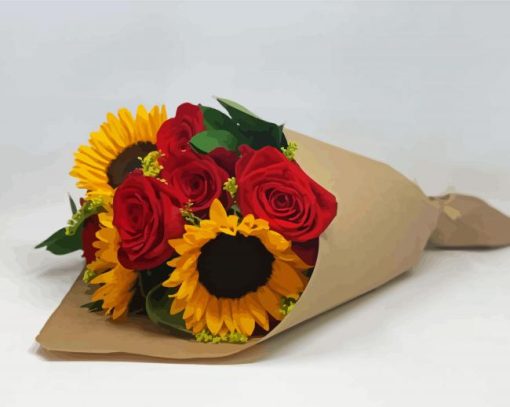 Roses And Sunflowers Bouquet Paint By Number