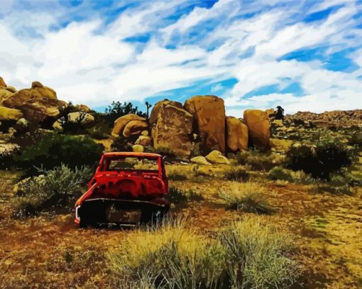 Rusty Red Truck In Pioneertown Paint By Number