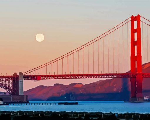 San Francisco Bridge And Moon Paint By Number