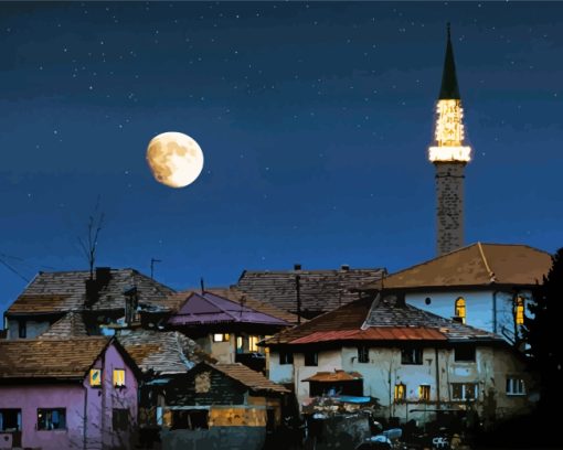 Sarajevo Buildings And Moon Paint By Number