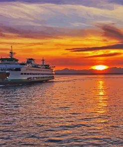 Seattle Ferry At Sunset Paint By Number