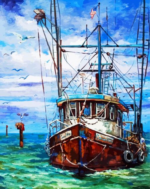 Shrimp Boat Art Paint By Number