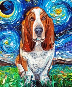 Starry Night Basset Hounds Paint By Number