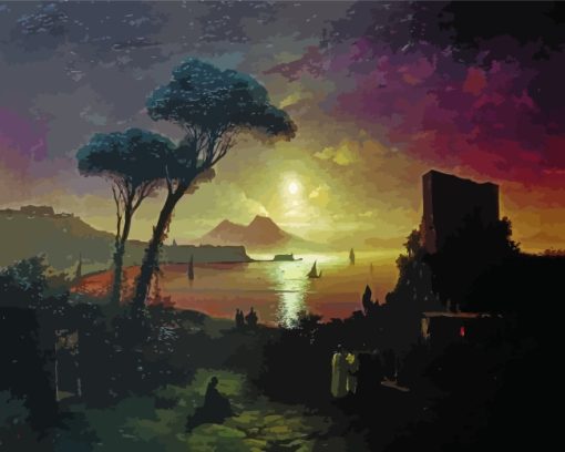 The Bay Of Naples At Moonlit Night By Ivan Aivazovsky Paint By Number