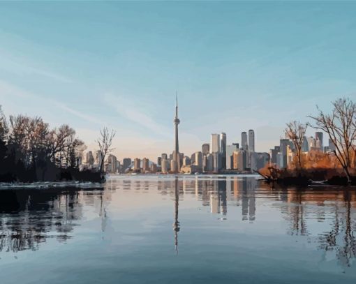 Toronto Cn Tower Reflection Paint By Number