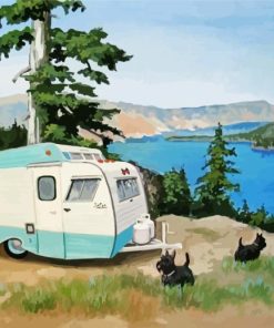 Travel Trailer By Lake Art Paint By Number