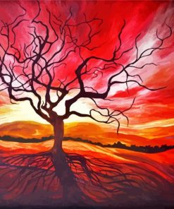 Abstract Trees Sunrise Art Paint By Number