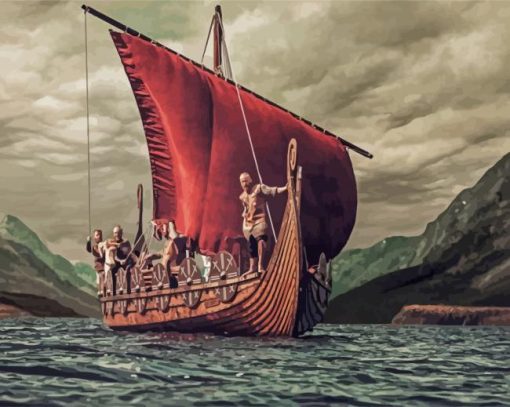 Vintage Viking Ship Paint By Number