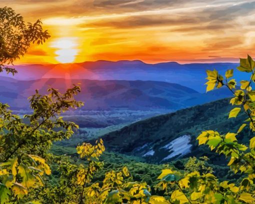 Virginia Mountains At Sunset Paint By Number