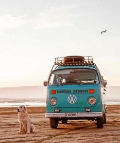 Volkswagen Kombi Van At The Beach Paint By Number