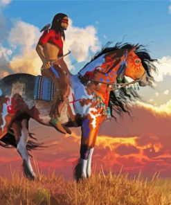 Warrior Indians On Horseback Paint By Number