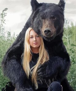 Woman With Black Bear Paint By Number