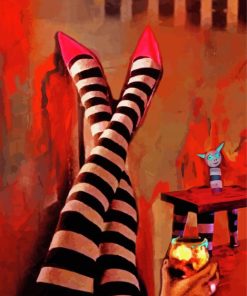 Woman With Red Shoes Art Paint By Number