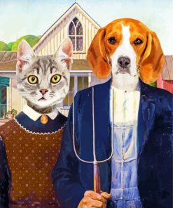 American Gothic Cat And Dog Paint By Number