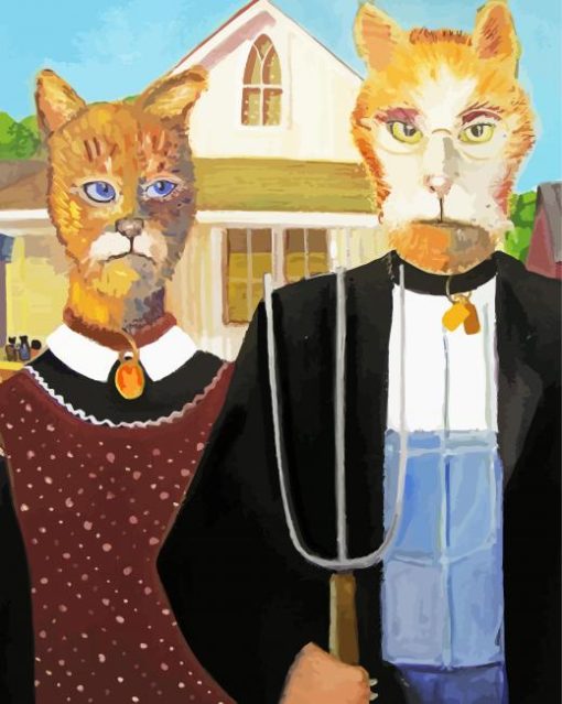 American Gothic Cats By G Kitty Hansen Paint By Number