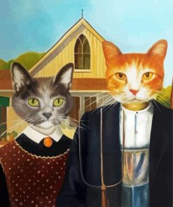 American Gothic Cats Art Paint By Number