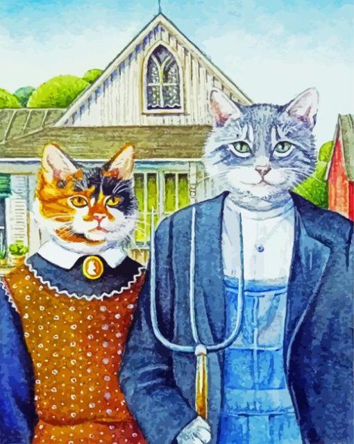 American Gothic Cats Paint By Number